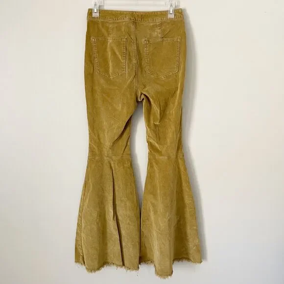 Free People Size 28 Brown Corduroy Flare Pants Super Wide Leg - Picture 5 of 6